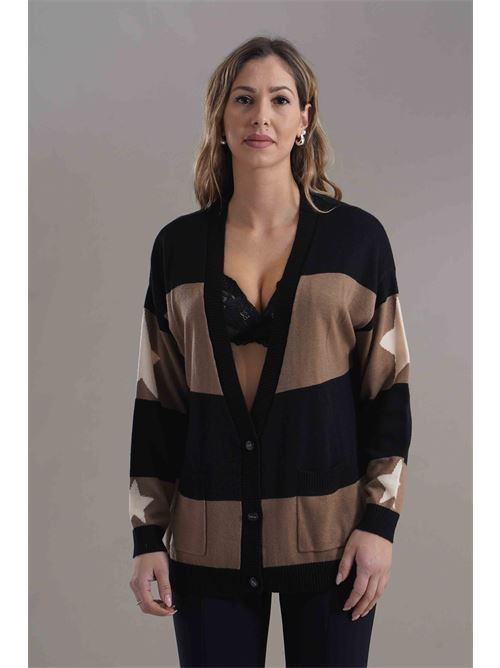 Cardigan con stampa Try Me | 5035BLACK/MOU